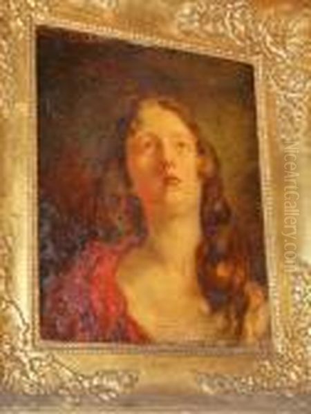 A Female Head 19thcentury Oil Painting by William Etty