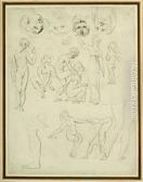 Sheet Of Figure Studies Oil Painting by William Etty