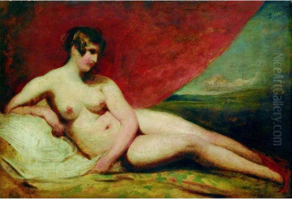 Nu A La Tenture Rouge Oil Painting by William Etty