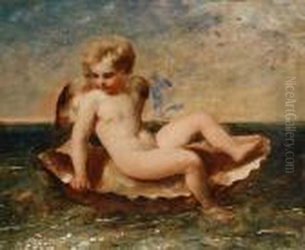 Cherub On A Half Shell Oil Painting by William Etty