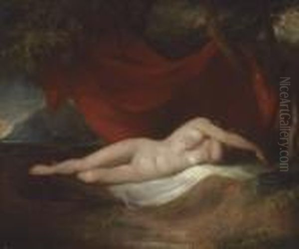 A Reclining Female Nude Oil Painting by William Etty