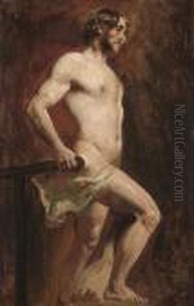 Standing Male Nude Oil Painting by William Etty