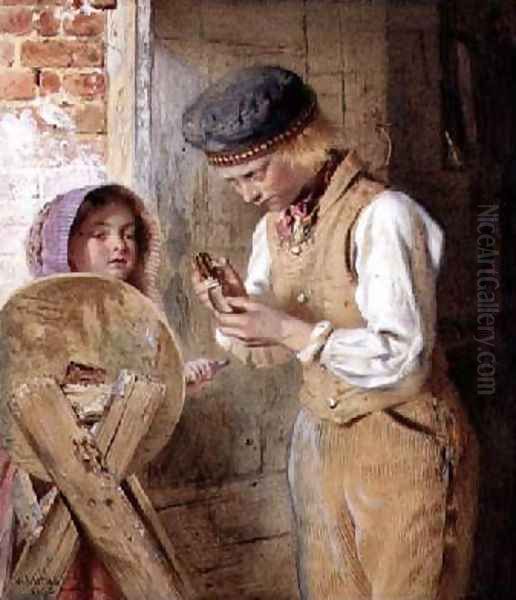 Sharpening the knife 1868 Oil Painting by William Lucas