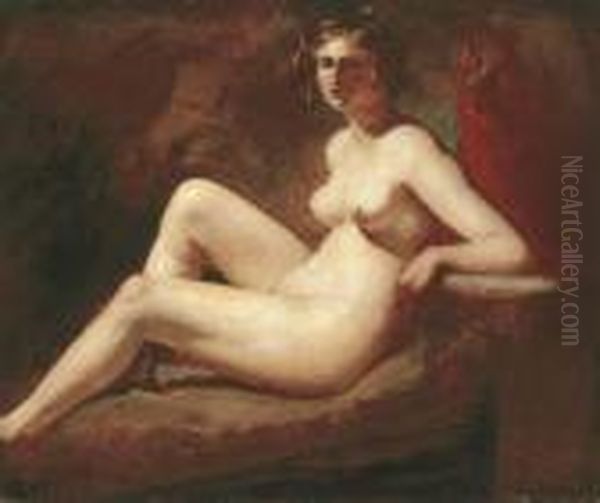 Reclining Female Nude With Her Arm On A Ledge Oil Painting by William Etty