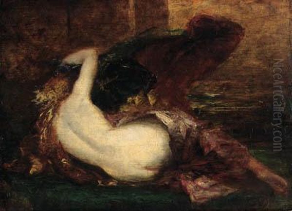 A Reclining Female Nude Oil Painting by William Etty