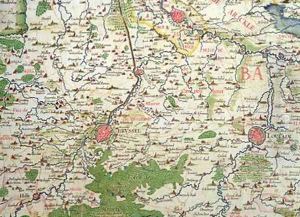 Map of Belgium at the time of the Thirty Years War 1618-48 Oil Painting by Arnold Florent van Langren