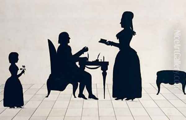 Silhouettes of Monsieur and Madame Roland and their Daughter Eudora Oil Painting by Jean Gaspard Lavater