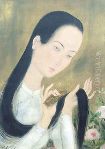 Woman Combing Her Hair Oil Painting by Pho Le