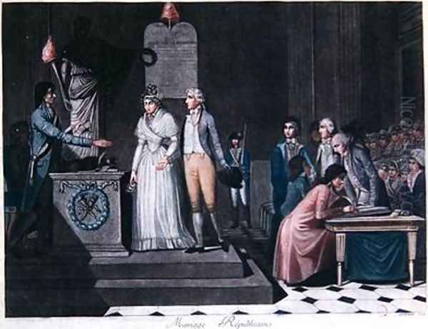 Mayor conducting a Republican Marriage during the period of the French Revolution Oil Painting by Legrand