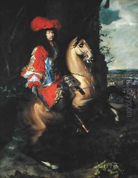 Equestrian Portrait of Louis XIV Oil Painting by Charles & Meulen, Adam van der Le Brun