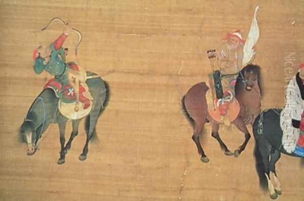 Kublai Khan 1214-94 Hunting Oil Painting by Liu Kuan-tao