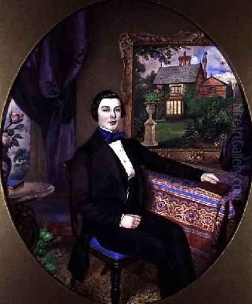 Portrait of a Young Man in a Victorian Interior 1850 Oil Painting by Frederick William Lock