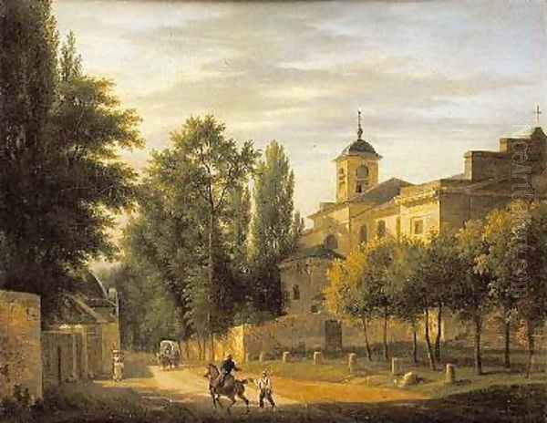 View of the Church of Ville dAvray Oil Painting by Jean Baptiste Gabriel Langlace