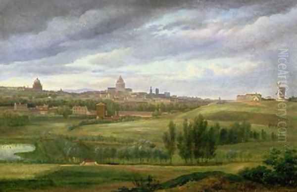 View of Paris from Butte aux Cailles Gentilly Oil Painting by Jean Baptiste Gabriel Langlace