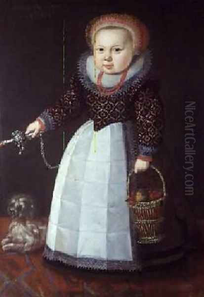 Young Child with a Dog Oil Painting by Johan Cornelisz van Loenen