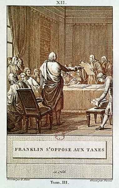 Benjamin Franklin Presenting his Opposition to the Taxes in 1766 Oil Painting by Le Jeune