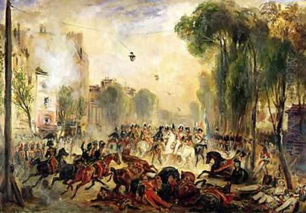 Assassination Attempt on King Louis-Philippe 1773-1850 Oil Painting by Francois Gabriel Guillaume Lepaulle