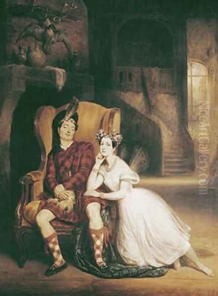 Marie 1804-84 and Paul Taglioni 1808-84 in the ballet La Sylphide Oil Painting by Francois Gabriel Guillaume Lepaulle