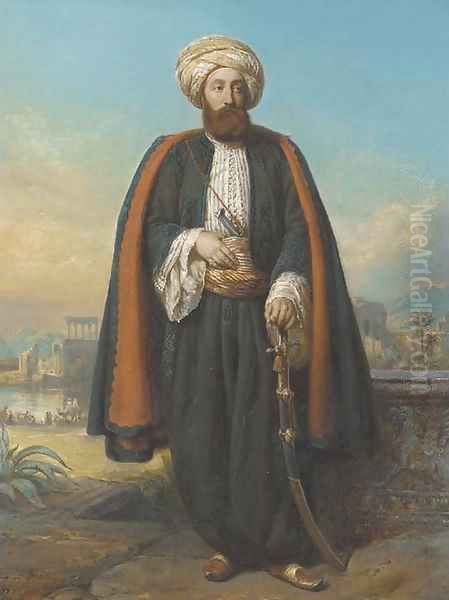 Colonel George Fergusson Henry, Honorary Bey at the Sultan's Court Oil Painting by Francois Gabriel Guillaume Lepaulle