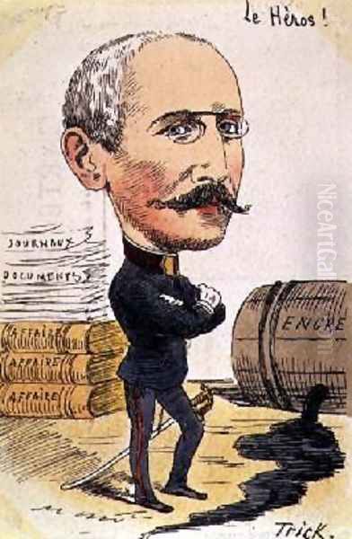 The Hero cartoon of Captain Alfred Dreyfus 1859-1935 Oil Painting by Gabriel (Trick) Liquier