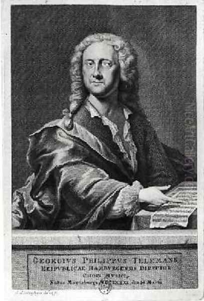 Portrait of Georg Philipp Telemann 1681-1757 Oil Painting by Georg Lichtensteger