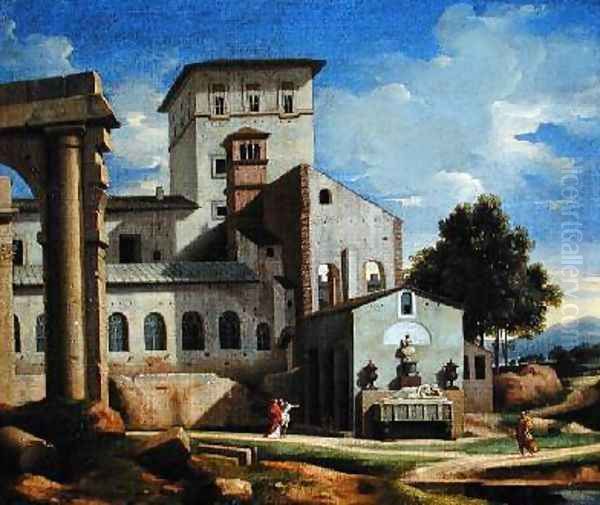 Italian Landscape Oil Painting by Pierre (Lemaire-Poussin) Lemaire