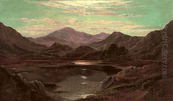 A loch landscape by moonlight Oil Painting by Charles Leslie