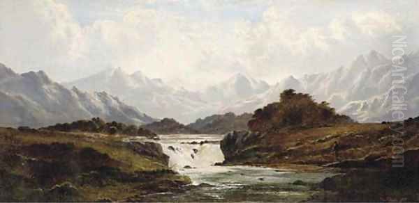 The falls of Ericht, Perthshire Oil Painting by Charles Leslie