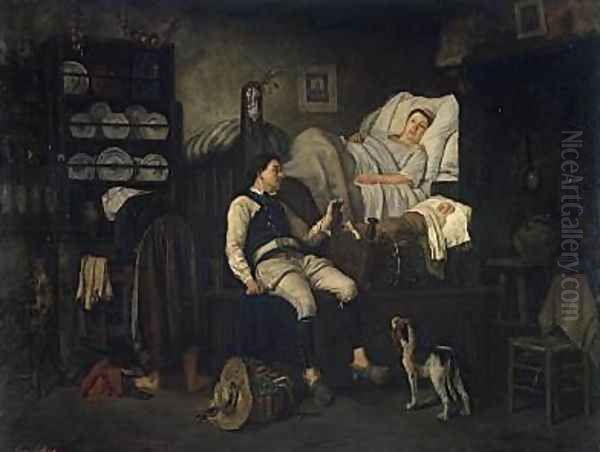 Breton Interior or The Newborn Oil Painting by Eugene Leroux