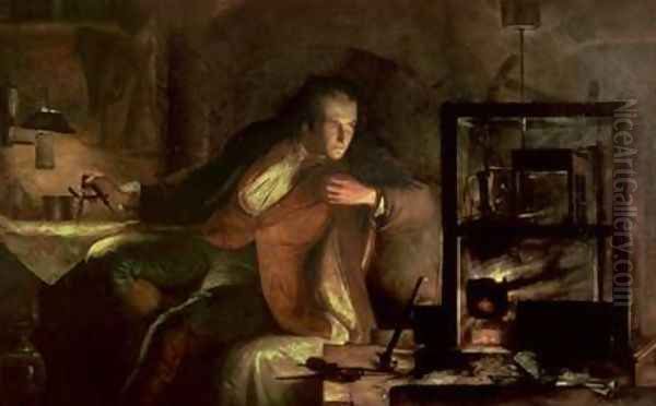 James Watt 1736-1819 and the Newcomen Engine Oil Painting by James Eckford Lauder