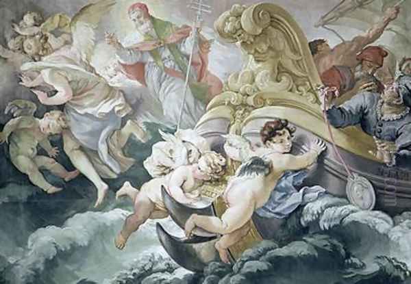 The Storm Miraculously Calmed on Contact with the Medallion of Pius V 1504-72 Oil Painting by Niccolo Francesco Lapi