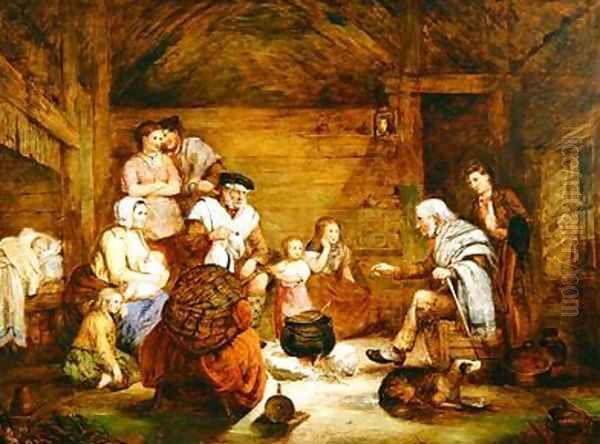 In the Crofters Home Oil Painting by Alexander Leggett