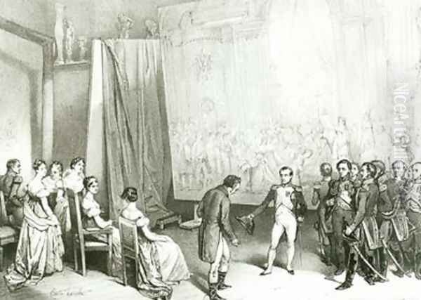 Napoleon I 1769-1821 Visiting the Studio of David 1748-1825 Oil Painting by Emile Lassalle