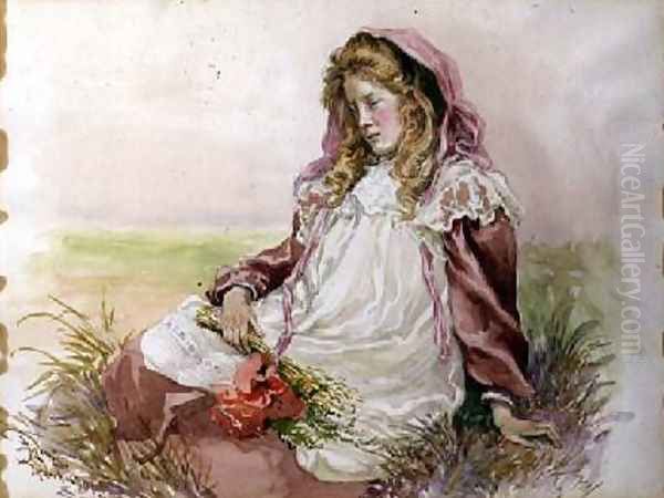 Girl with Poppies Oil Painting by Frederick S. Lewis