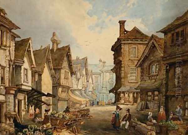 Butchers Row Coventry From the North End Oil Painting by S.R Lines