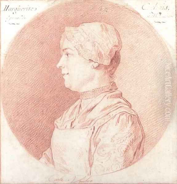 Portrait of Marguerite Carbois, bust-length, in profile to the left Oil Painting by Charles-Andre van Loo