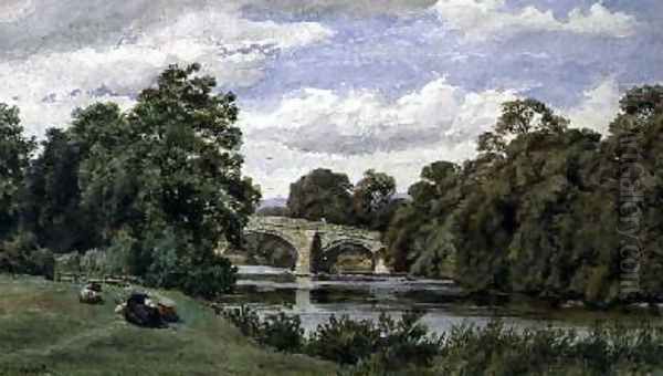 Ilkley Bridge Oil Painting by John Henry Leonard