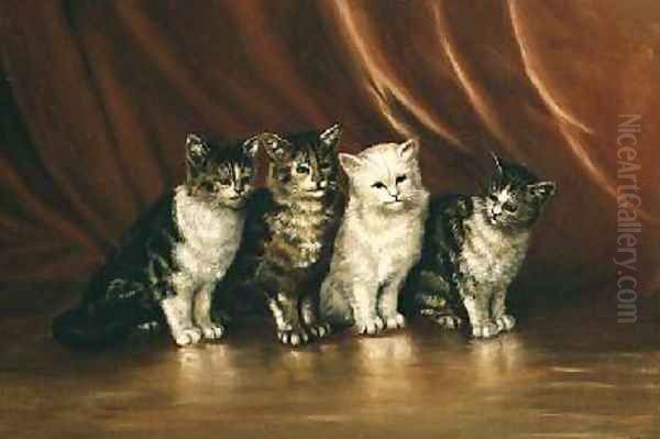 Four Cats Oil Painting by Ethel Leigh