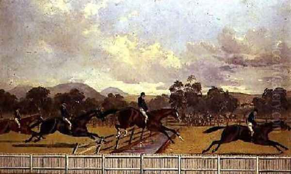 The Water Jump the Autumn Steeplechase at Ballarat Victoria Australia in 1868 Oil Painting by Thomas Hamilton Lyttleton