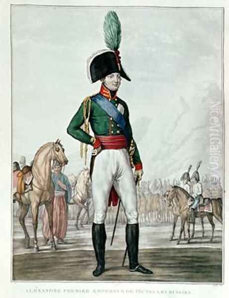 Portrait of Alexander I Pavlovich 1777-1825 with his Army Oil Painting by Charles Francois Gabriel Levachez