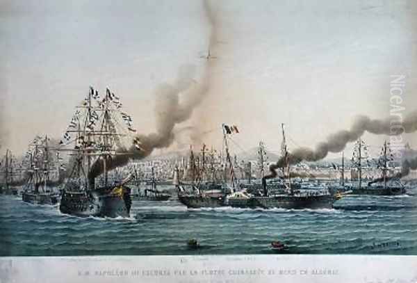 The Arrival of Napoleon III 1808-73 in Algeria with an Escort of Battleships Oil Painting by Louis Le Breton