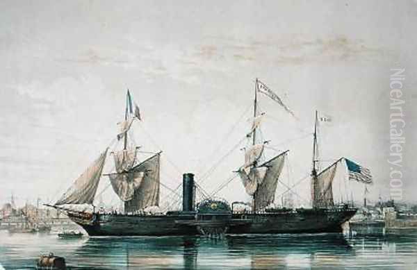 The SS Franklin in the Florida Basin at Le Havre Oil Painting by Louis Le Breton