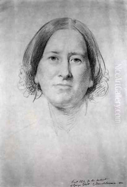 First Study for the Portrait of George Eliot Mary Ann Evans 1819-1880 Oil Painting by Samuel Laurence