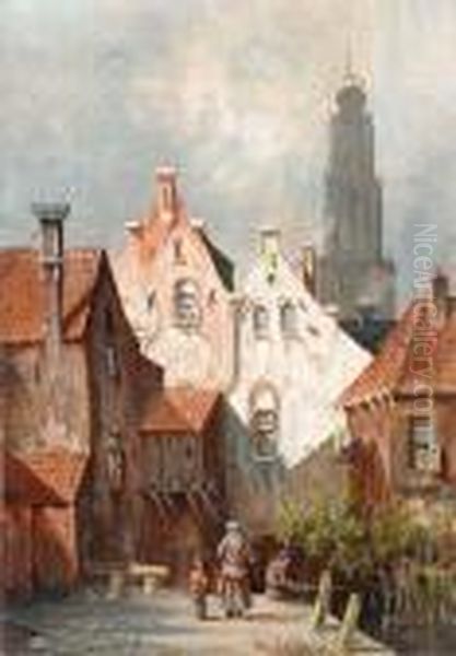 View Of A City Oil Painting by Adrianus Eversen