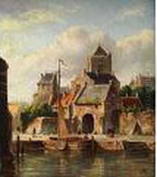 Blick Auf Ein Stadttor Oil Painting by Adrianus Eversen