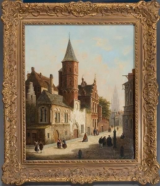 Der Schtzen-hof In Mechelen Oil Painting by Adrianus Eversen