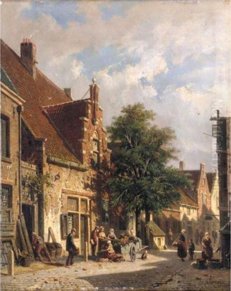 F Oil Painting by Adrianus Eversen