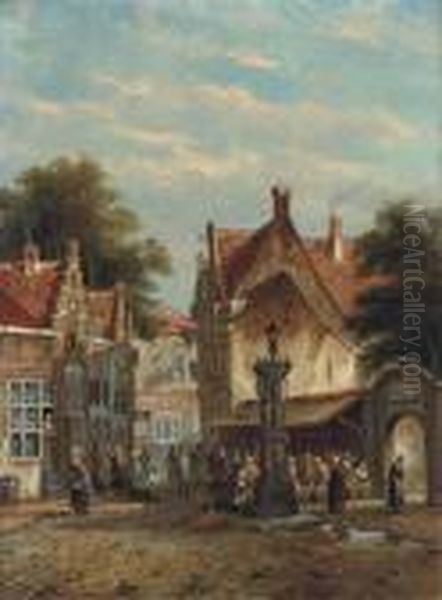 Antwerp Oil Painting by Adrianus Eversen