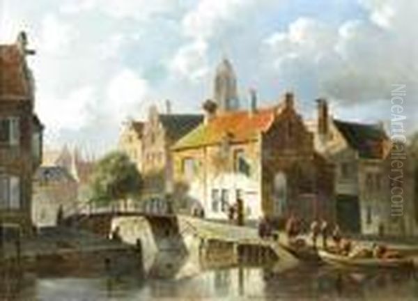 A Cappriccio View In Utrecht Oil Painting by Adrianus Eversen