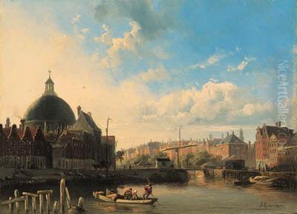 The Lutheran Church From The Singel, Amsterdam Oil Painting by Adrianus Eversen